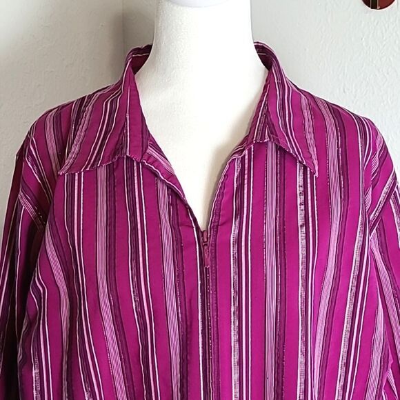 Liz & Me Pinkish Purple Shirt/Jacket with Metallic Stripes Front Zipper, Size 2X - Picture 4 of 9